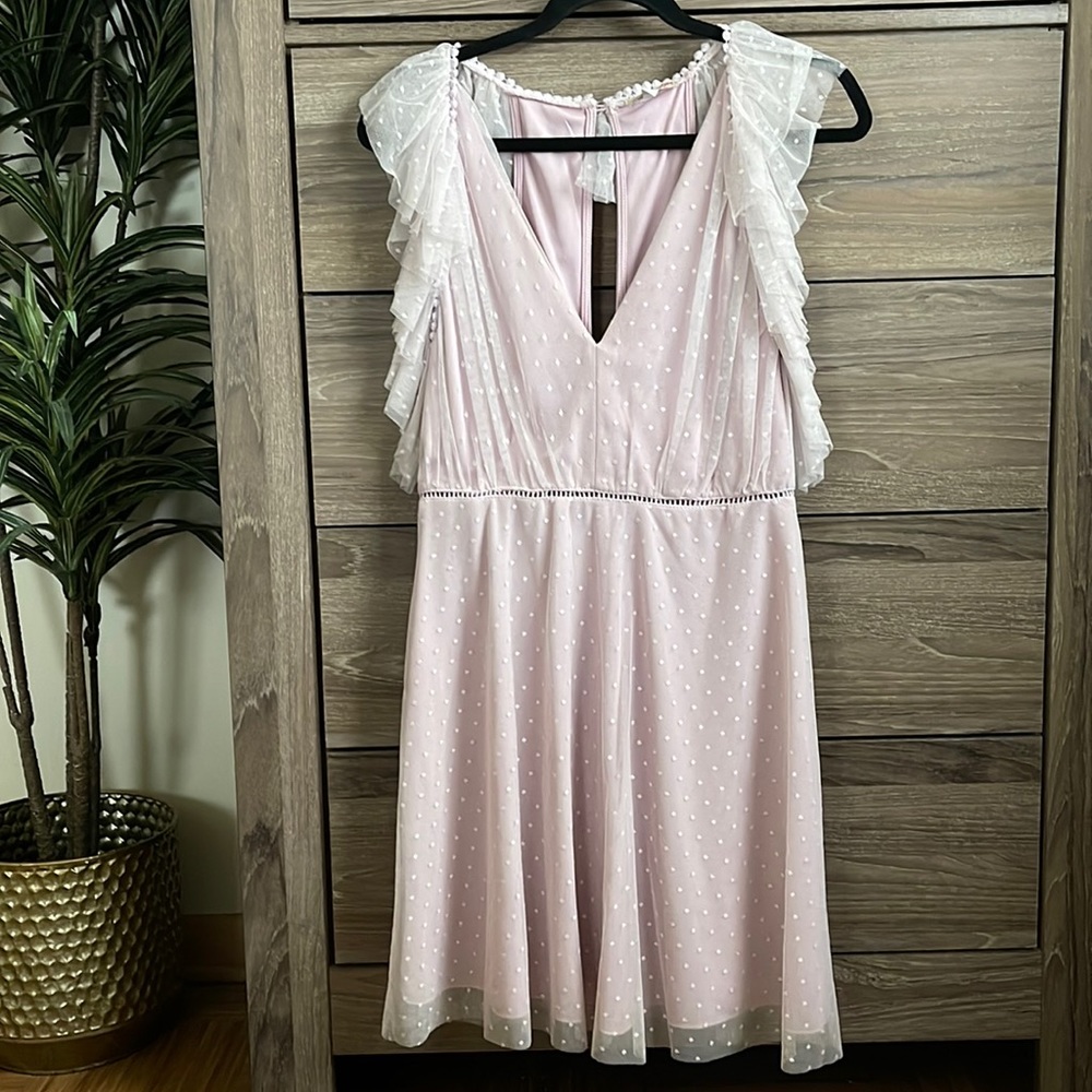 Gianni Bini Swiss Dot Lilac Mini Dress